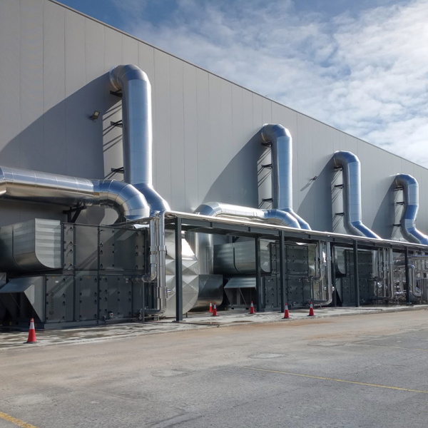 Ductwork on a wall
