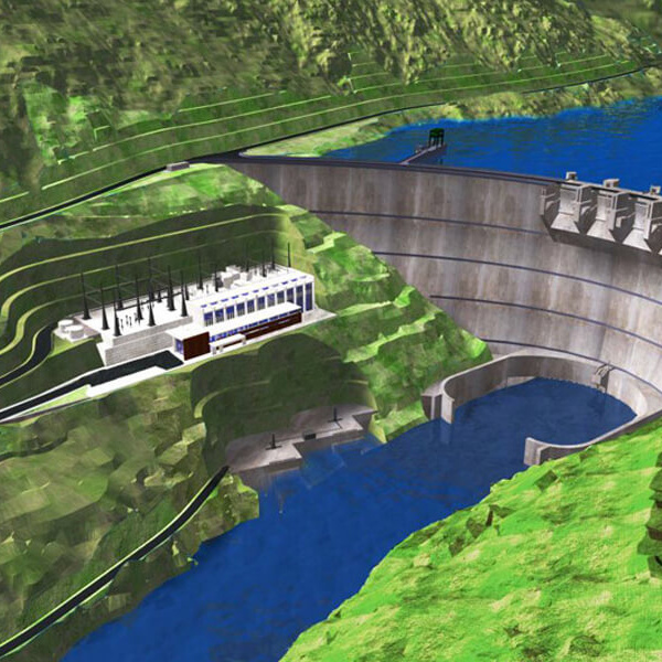 Aerial image of a dam