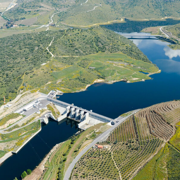 Aerial image of a dam